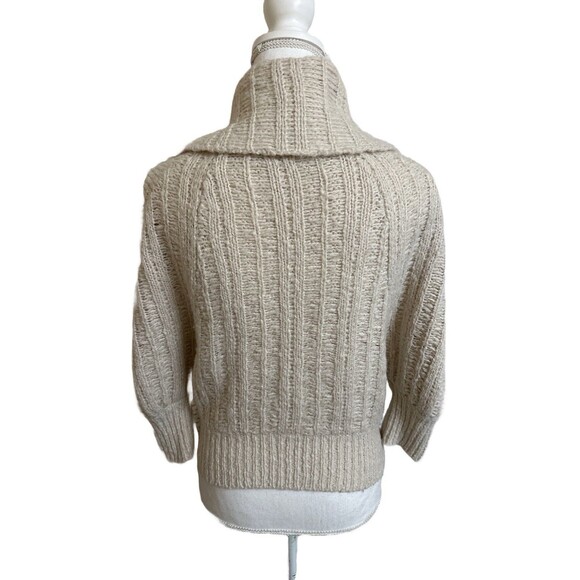 FREE PEOPLE Women's XS Beige Chunky Knit Cropped Cardigan Women’s Large Snaps - Picture 5 of 7